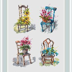Chairs Cross Stitch Pattern Flowers Cross Stitch Pattern Home Cross Stitch Pattern Home Decor Home Sweet Home