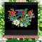 Vintage Cross Stitch Green parrot and flowers