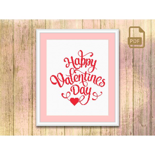 Happy Valentines Day Cross Stitch Pattern, Heart Cross Stitch Pattern,  Valentine Cross Stitch Pattern #lv_007