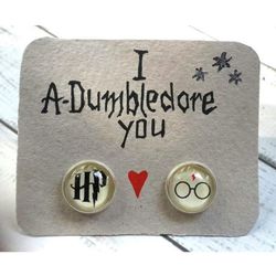 I A-Dumbledore you earrings, Harry Potter Earrings, Harry Potter studs gift