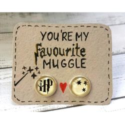 You're my favourite muggle earrings, Harry Potter Earrings, Harry Potter studs gift
