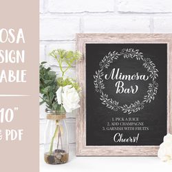 mimosa bar sign printable. chalkboard wedding bar sign