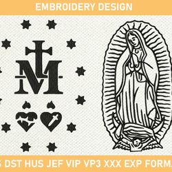 Virgen de Guadalupe Embroidery Design, Our Lady Of Guadalupe Embroidery, Virgin Mary Machine Embroidery Design  3 size