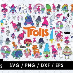 Trolls Svg Files, Trolls Png Images, Trolls Clipart Bundle, SVG Cut Files for Cricut and Silhouette