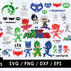PJ Masks Svg Files, PJ Masks Png Images, PJ Masks Clipart Bundle, SVG Cut Files for Cricut and Silhouette