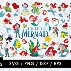 Little Mermaid Svg Files, Little Mermaid Png Images, Little Mermaid Layered, Clipart bundle for Cricut and Silhouette.