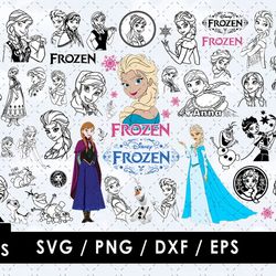 Frozen Svg Files, Frozen Png Images, Frozen Layered, Clipart Bundle for Cricut and Silhouette.