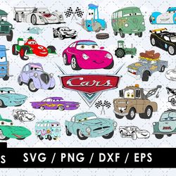 Disney Cars Svg Files, Disney Cars Png Images, Cars Layered, Clipart Bundle, SVG Cut Files for Cricut and Silhouette.