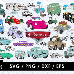 disney cars svg files, disney cars png images, cars layered, clipart bundle, svg cut files for cricut and silhouette.
