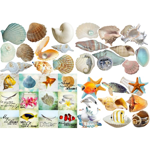 Ocean-beach-ephemera-4, scrapbooking, digital paper, sheets - Inspire ...