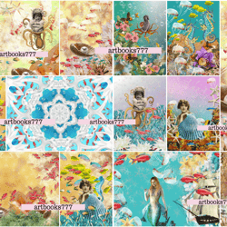 ocean-mermaid-ephemera-2, scrapbooking, digital paper, sheets for a book or journal, sea, beach, marine