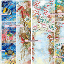 Ocean-mermaid-ephemera-3, scrapbooking, digital paper, sheets for a book or journal, sea, beach, marine