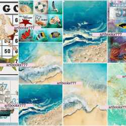 Ocean-mermaid-ephemera-5, scrapbooking, digital paper, sheets for a book or journal, sea, beach, marine
