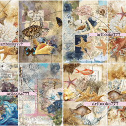 ocean-mermaid-ephemera-12, scrapbooking, digital paper, sheets for a book or journal, sea, beach, marine