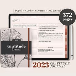 2023 Digital Gratitude Journal, 2023 dated reflection gratitude planner, daily pages, 5 minute journal, ipad goodnotes