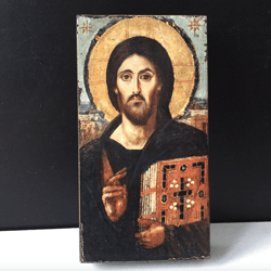 Christ Pantocrator ( Sinai ) | icon print mounted on wood | Size: 12 x 7 x 2 cm