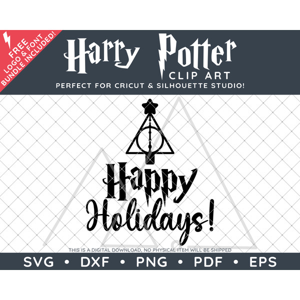 HP Deathly Hallows Tree Happy Holidays Design by SVG Studio Thumbnail.png