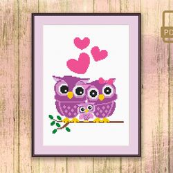 Cute Owls Family Cross Stitch Patterns