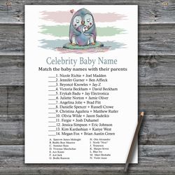 Penguin Celebrity baby name game card,Winter animals Baby shower games printable,Fun Baby Shower Activity--384