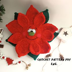 Poinsettia Crochet Christmas, Crochet pattern, Digital Download