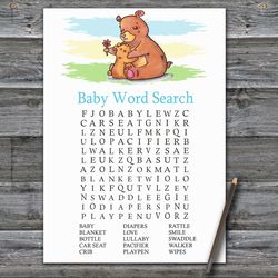 Bear Baby shower word search game card,Woodland Baby shower games printable,Fun Baby Shower Activity,Instant Download383