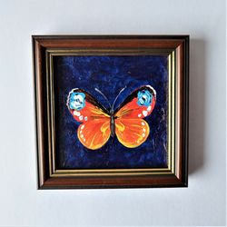 Butterfly framed art, Very small wall art, Small wall decor, Miniature painting, Painting small paintings, Impasto art