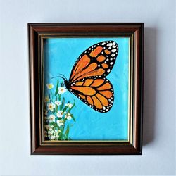 Butterfly framed art, Impasto paintings for sale, Mini painting, Small wall art, Impasto painting, Miniature painting