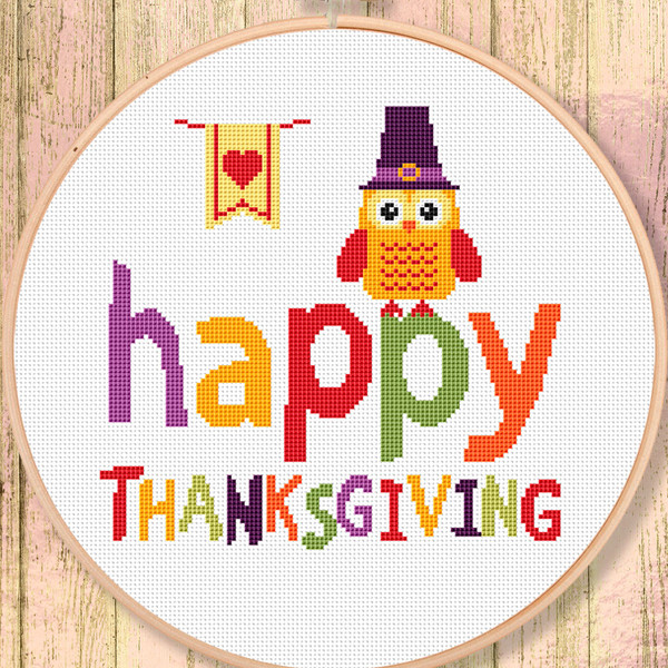 Thanksgiving Day Cross Stitch Pattern,Thanksgiving Owl Cross Stitch Pattern, Thanksgiving Gift, Thanksgiving Home Decor #thg_004