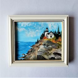 Painted landscape, Impasto landscape painting, Mini painting, Small landscape paintings, Small coastal wall art
