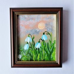 Small wall decor, Painted landscape, Painting of wildflowers, Landscape art, Flower landscape paintings, Mini painting