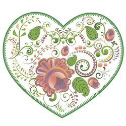 Vintage colorful decorative floral ornament in a shape of a heart