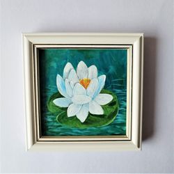 Small wall decor, Miniature painting acrylic, Flower painting acrylic, Framed art, Floral paintings, Mini painting