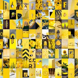 120 PCS  Yellow aesthetic wall collage kit DIGITAL DOWNLOAD | Yellow Photo Collage Kit, Photo Wall Collage Set 4x6