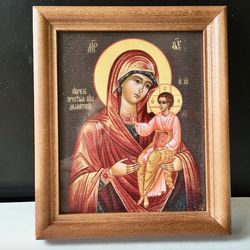 The Akathist Zograf undefined Mother Of God undefined | Icon Gold Foiled In Wooden undefined Frame With Glass | Size: 13 X 16 C M