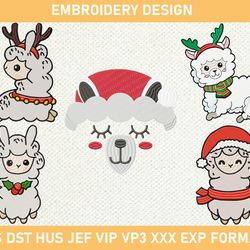 Christmas Llama Machine Embroidery Design, Llama Embroidery Design  3 size