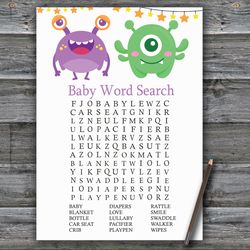 Monster Baby shower word search game card,Little Monster Baby shower games printable,Fun Baby Shower Activity--382