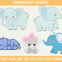Baby Elephant Embroidery Design, Cute Elephant Embroidery Design 3 size