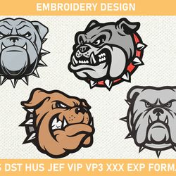 Bulldog Embroidery Machine Design, Bulldogs Logo Mascot Embroidery Design, Bulldogs Mascot Embroidery  3 size