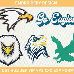 Eagles Mascot Embroidery Design, Eagle Head Mascot Embroidery Design 3 size