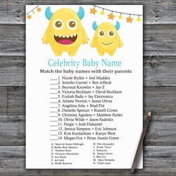 little monster celebrity baby name game card,monster baby shower games printable,fun baby shower activity-381