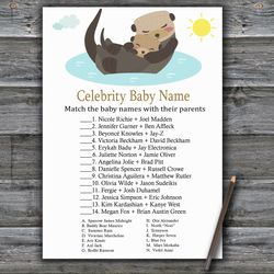 Otter Celebrity baby name game card,Woodland Baby shower games printable,Fun Baby Shower Activity,Instant Download-380