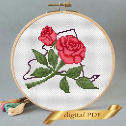 Rose State of New York pattern pdf cross stitch, Easy embroidery DIY