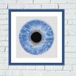 Blue Eye Cross Stitch Embroidery Pattern
