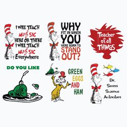 dr seuss svg bundle, the cat in the hat svg, teacher of all things svg, png dxf eps file