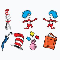 dr seuss svg, thing one and thing two svg, dr seuss quotes svg, png dxf eps file