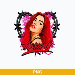bichota karol g heart png, karol g red hair png, hand drawn karol g bichota red hair png