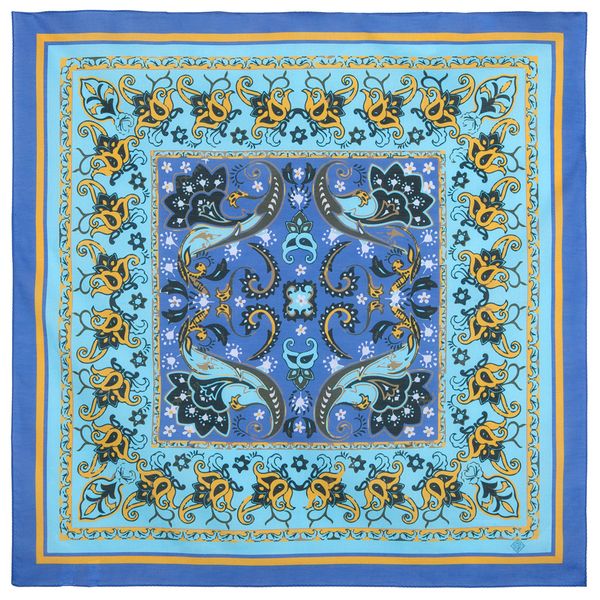 blue pavlovo posad cotton shawl