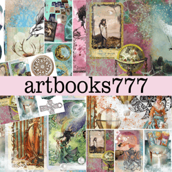 journey to the moon - diary of a fortune teller, scrapbooking, ephemera, junk journal, digital paper