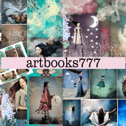 journey to the moon -1- diary of a fortune teller, scrapbooking, ephemera, junk journal, digital paper