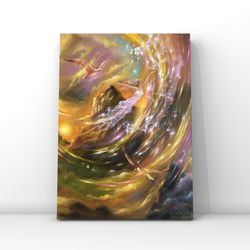 Digital painting "Catch the wave" Print Digital Art Oil painting Canvas